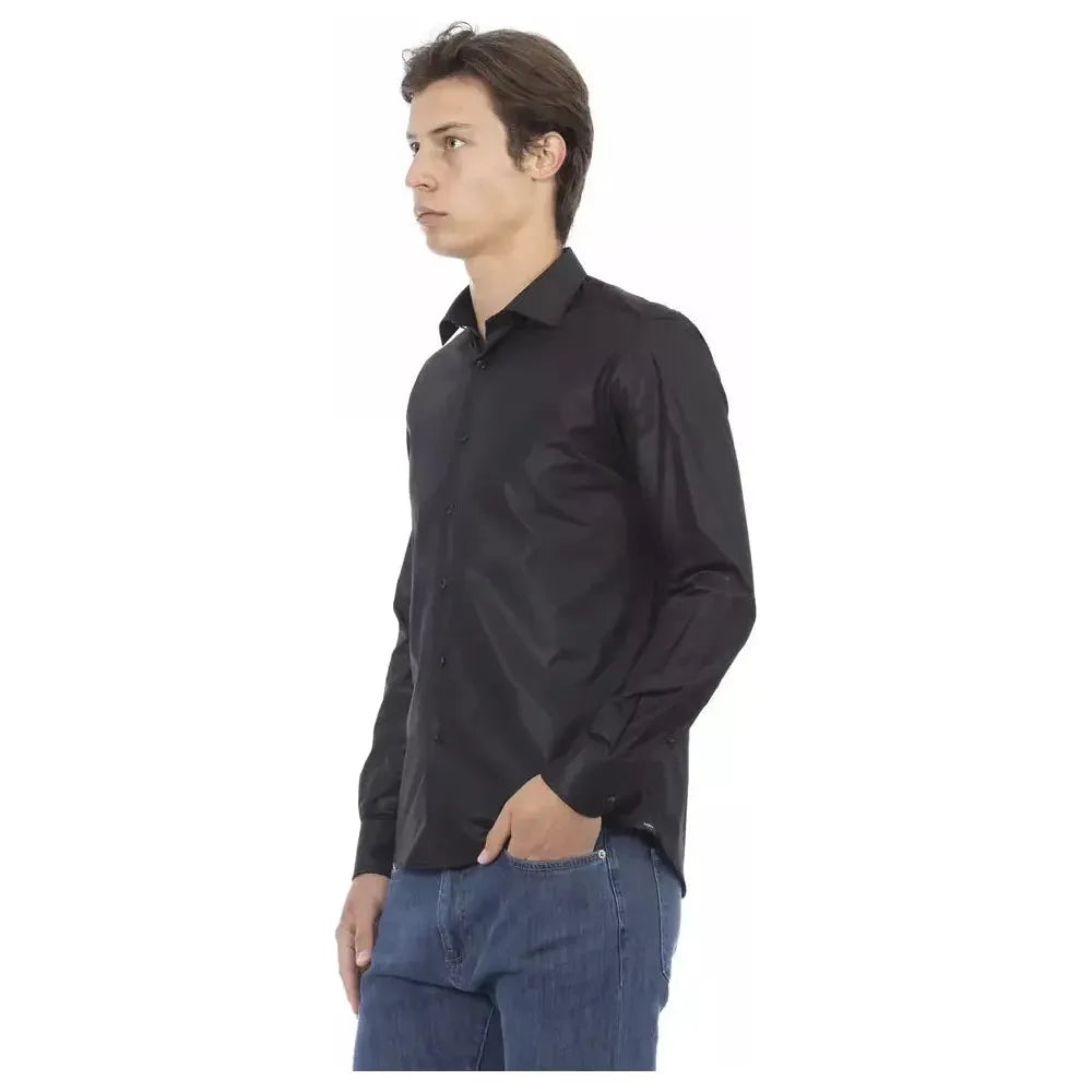 Baldinini Trend Black Polyester Men Shirt Baldinini Trend