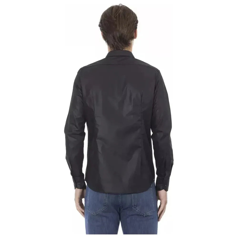 Baldinini Trend Black Polyester Men Shirt Baldinini Trend