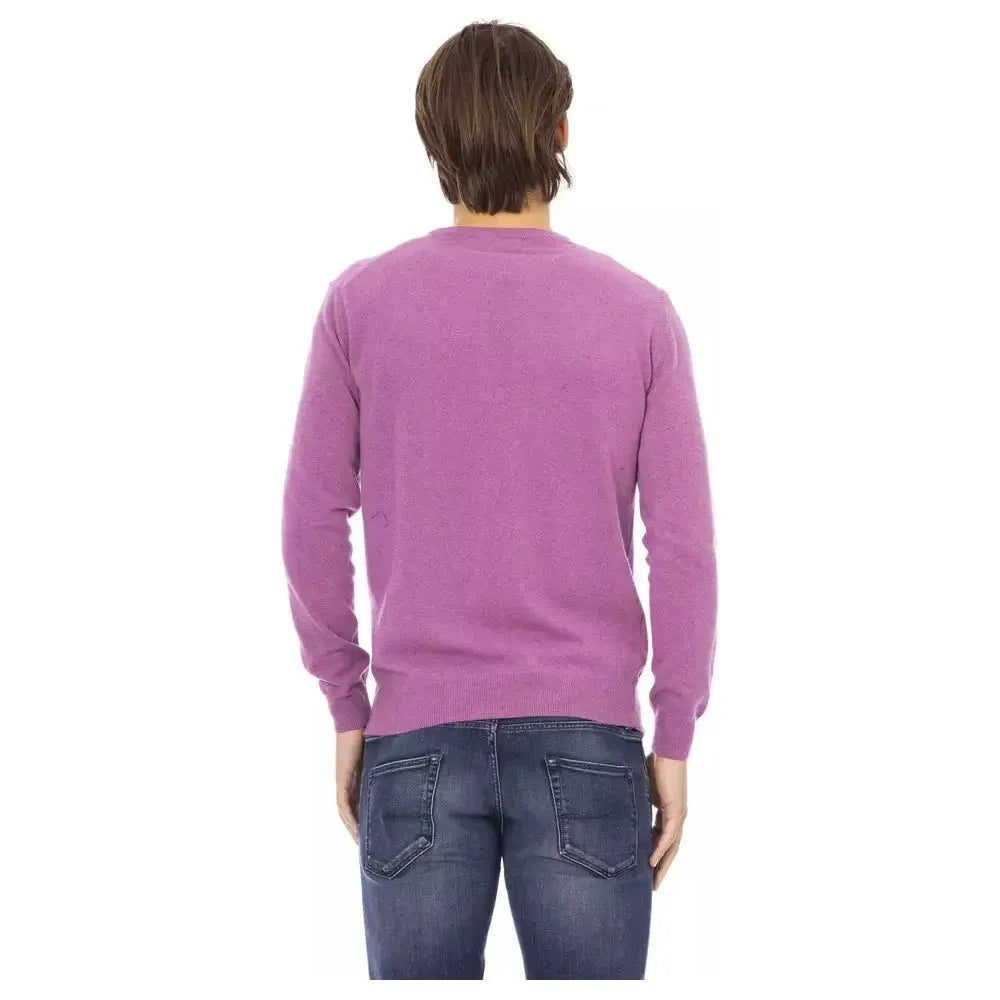 Baldinini Trend Purple Wool Men Sweater Baldinini Trend