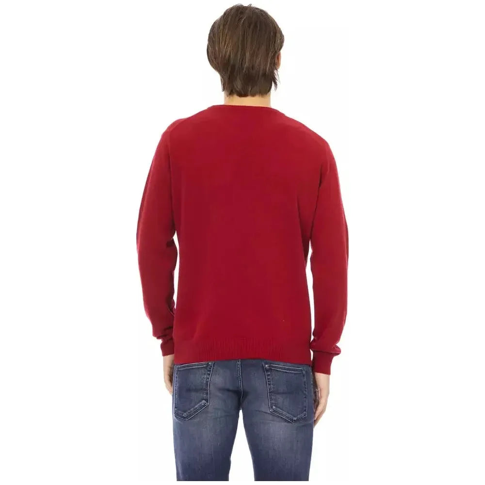 Baldinini Trend Red Wool Men Sweater Baldinini Trend