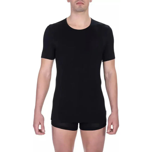 Bikkembergs Black Viscose Men T-Shirt Bikkembergs