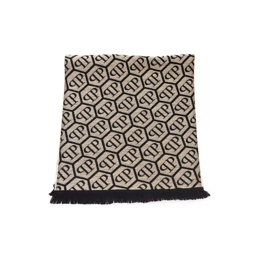 Philipp Plein Elegant Monogram Fringed Scarf Philipp Plein