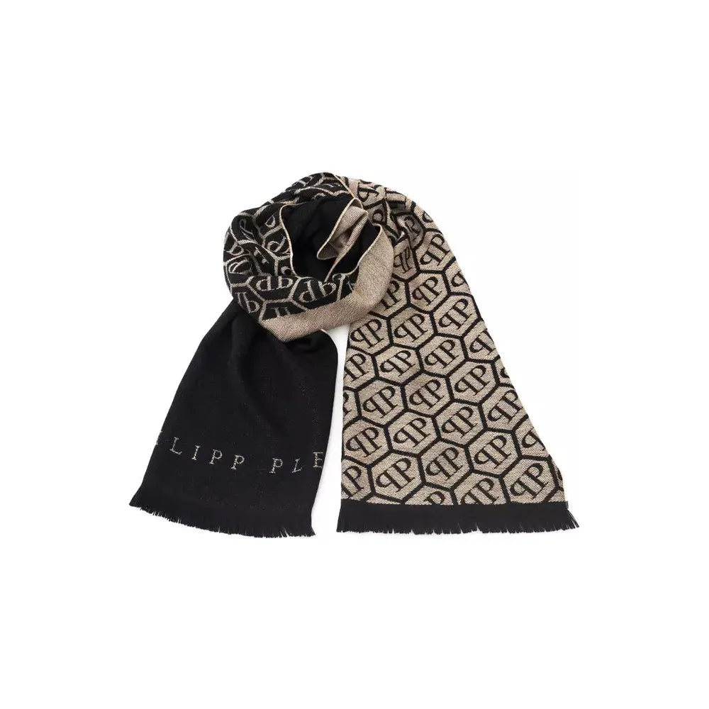 Philipp Plein Elegant Monogram Fringed Scarf Philipp Plein