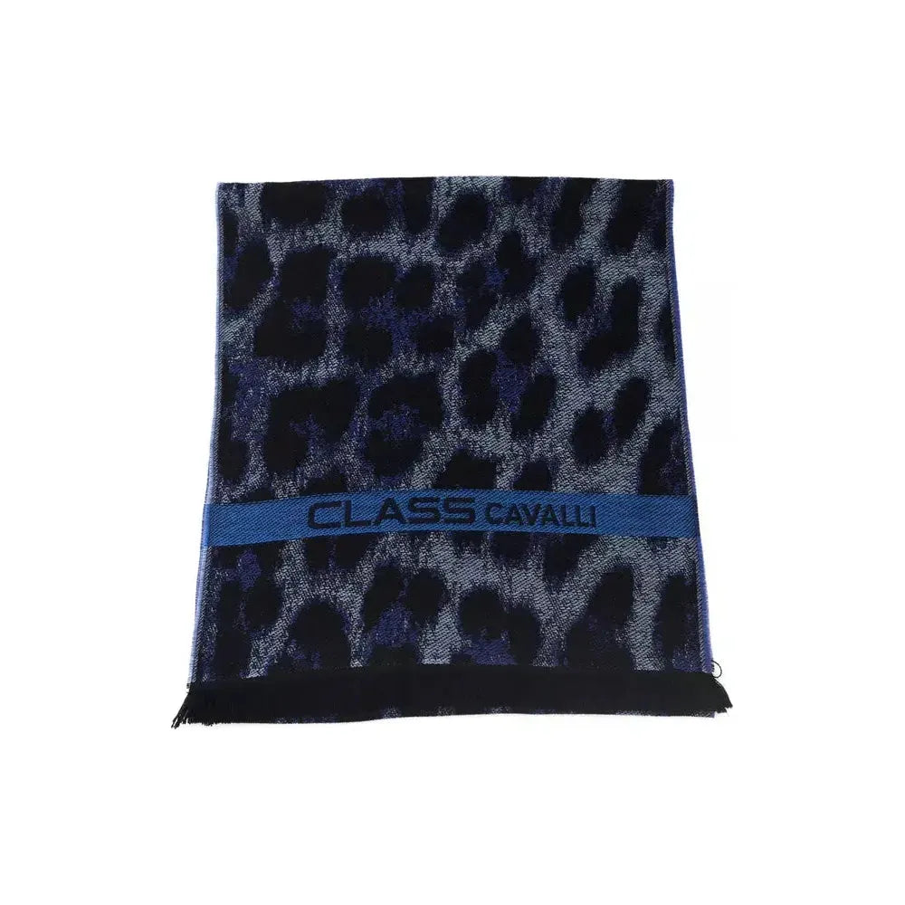 Cavalli Class Blue Wool Men Scarf