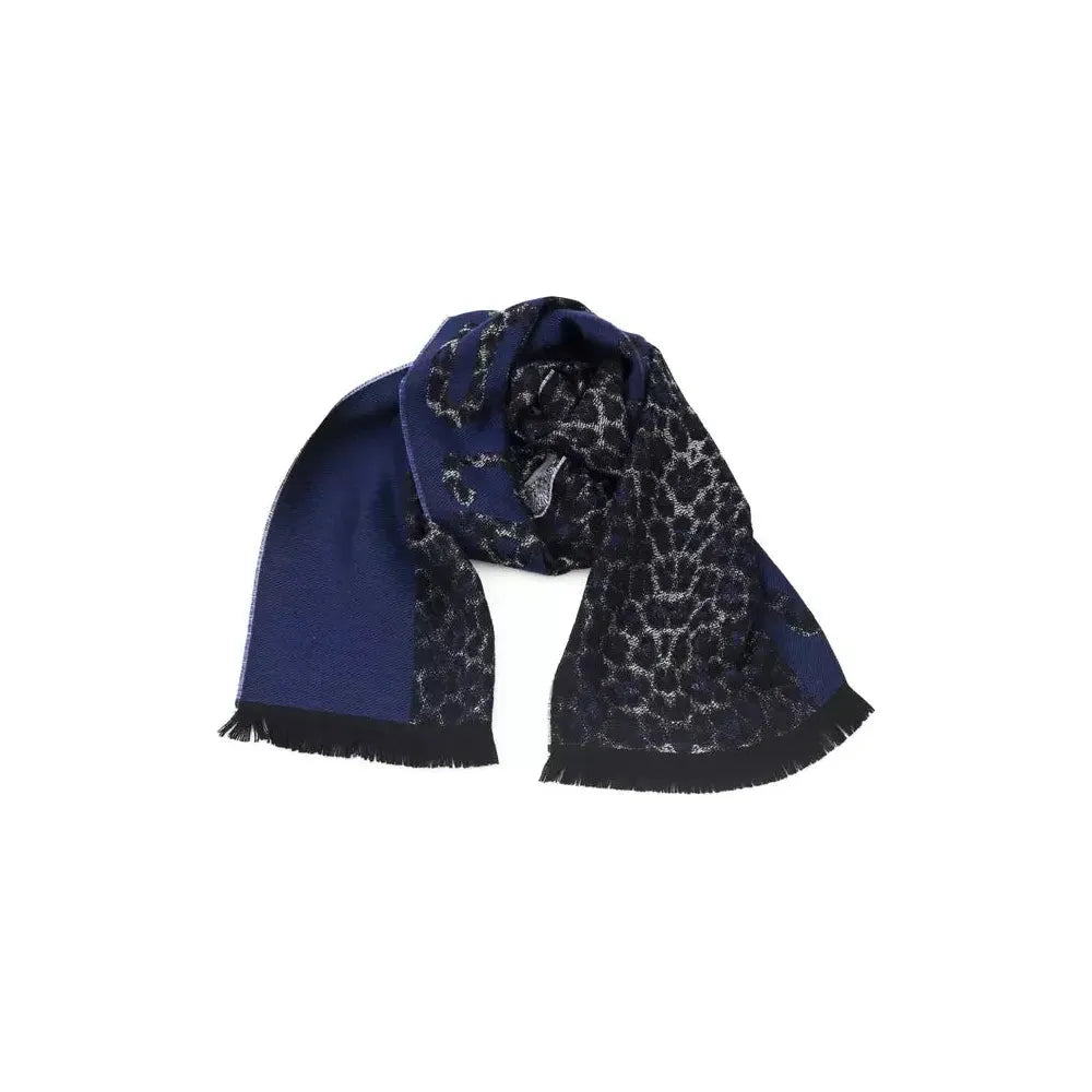 Cavalli Class Blue Wool Men Scarf Scarves Cavalli Class