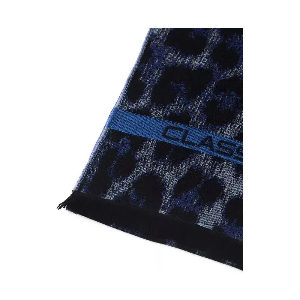 Cavalli Class Blue Wool Men Scarf Scarves Cavalli Class Black