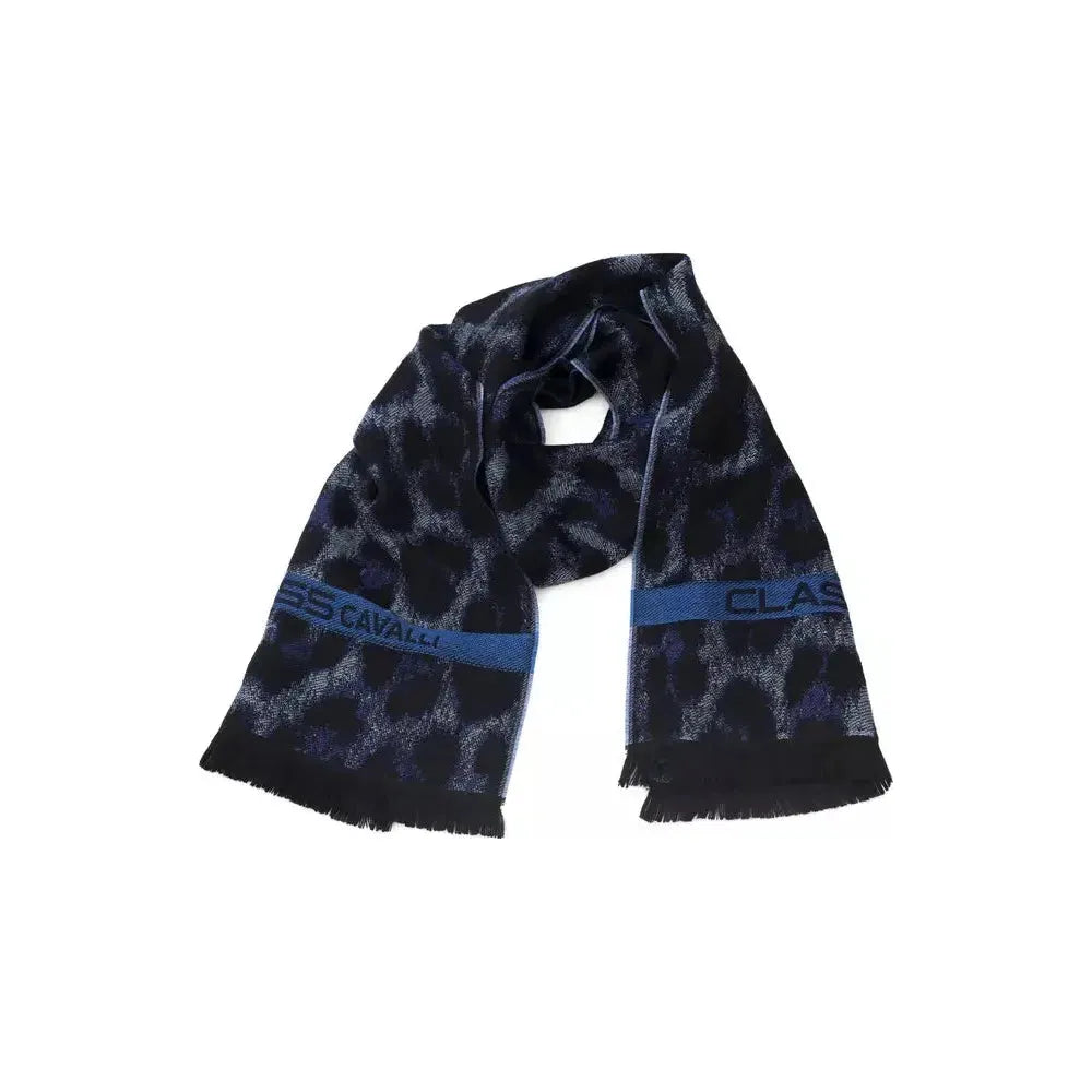 Cavalli Class Blue Wool Men Scarf