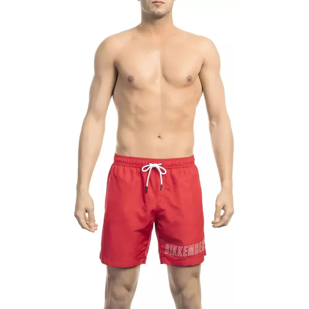 Bikkembergs Red Polyester Men Swim Short Bikkembergs