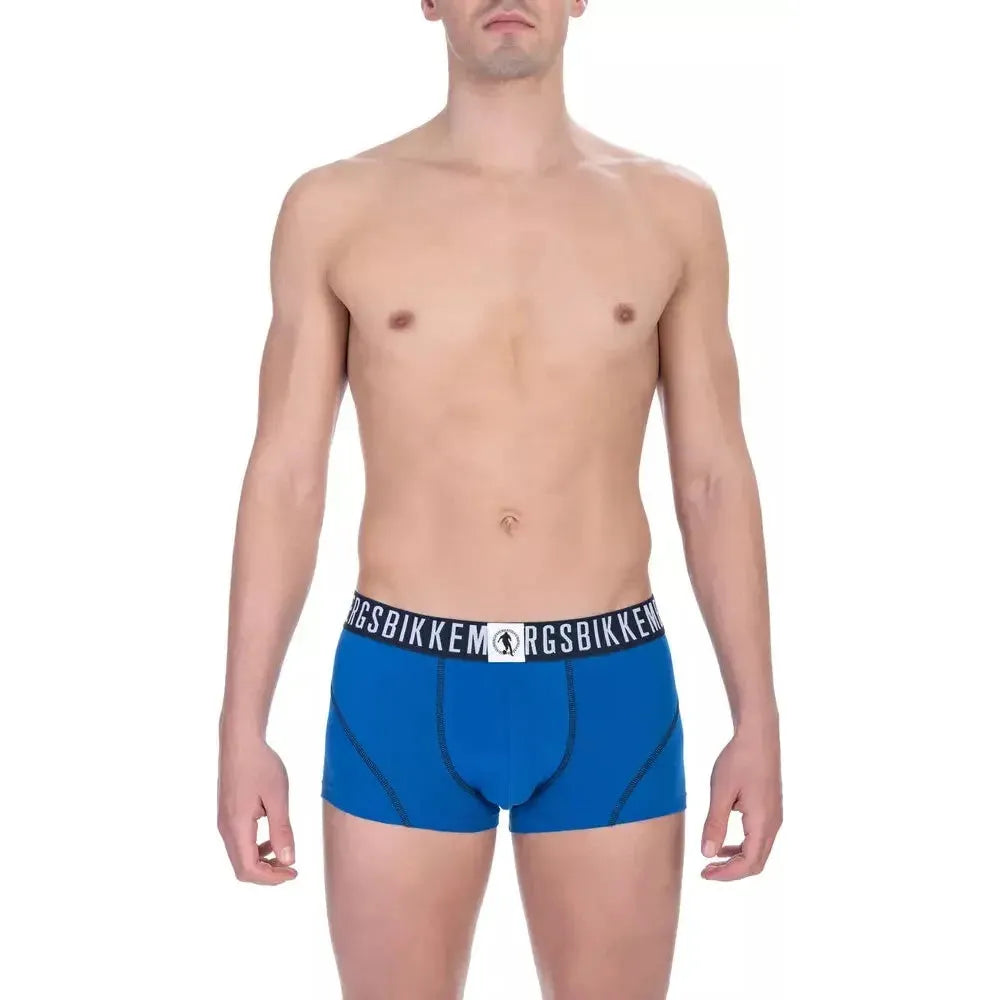 Bikkembergs Blue Cotton Men Underwear Trunk Pack Bikkembergs