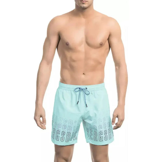 Bikkembergs Light Blue Polyester Men Swim Short Bikkembergs Tan