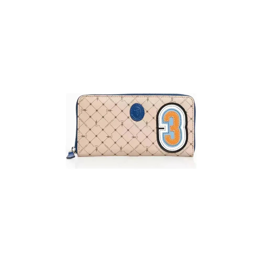 Trussardi Beige Leather Men Wallet Wallet Trussardi Light Gray