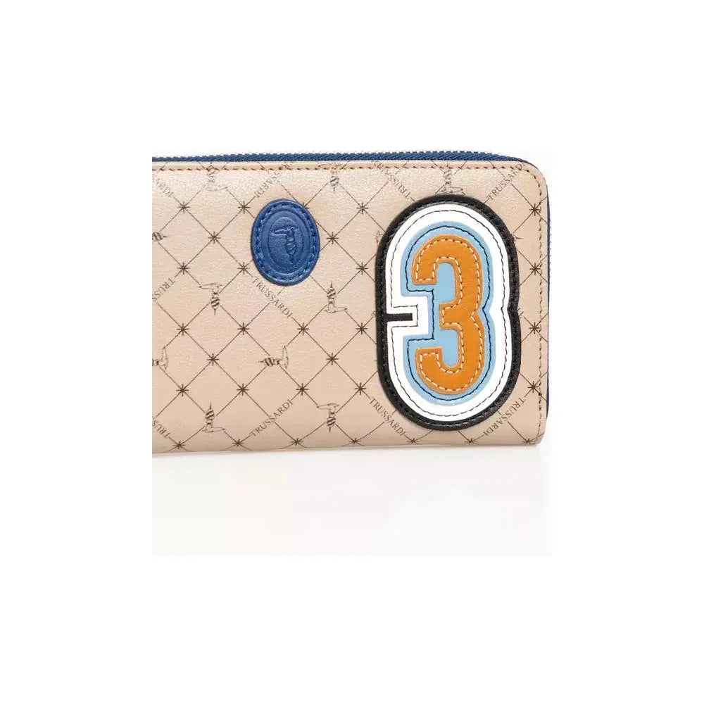 Trussardi Beige Leather Men Wallet Wallet Trussardi Light Gray