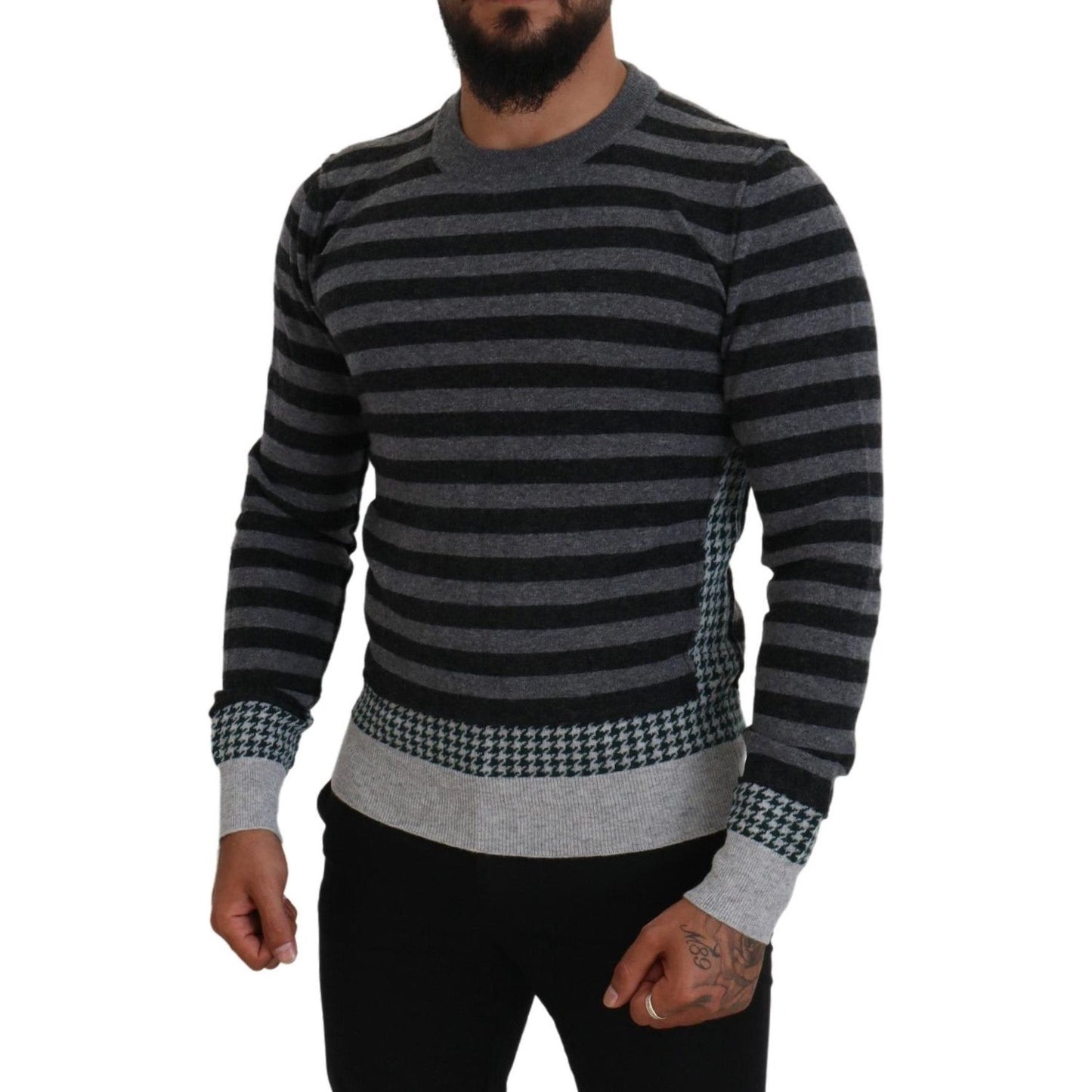 Dolce & Gabbana Elegant Striped Wool Crewneck Sweater Dolce & Gabbana