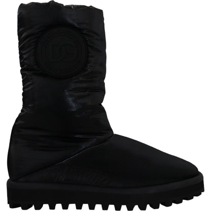 Dolce & Gabbana Black Boots Padded Mid Calf Winter Shoes Dolce & Gabbana