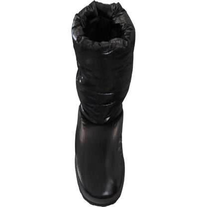 Dolce & Gabbana Black Boots Padded Mid Calf Winter Shoes Dolce & Gabbana