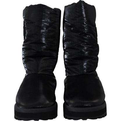 Dolce & Gabbana Black Boots Padded Mid Calf Winter Shoes Dolce & Gabbana