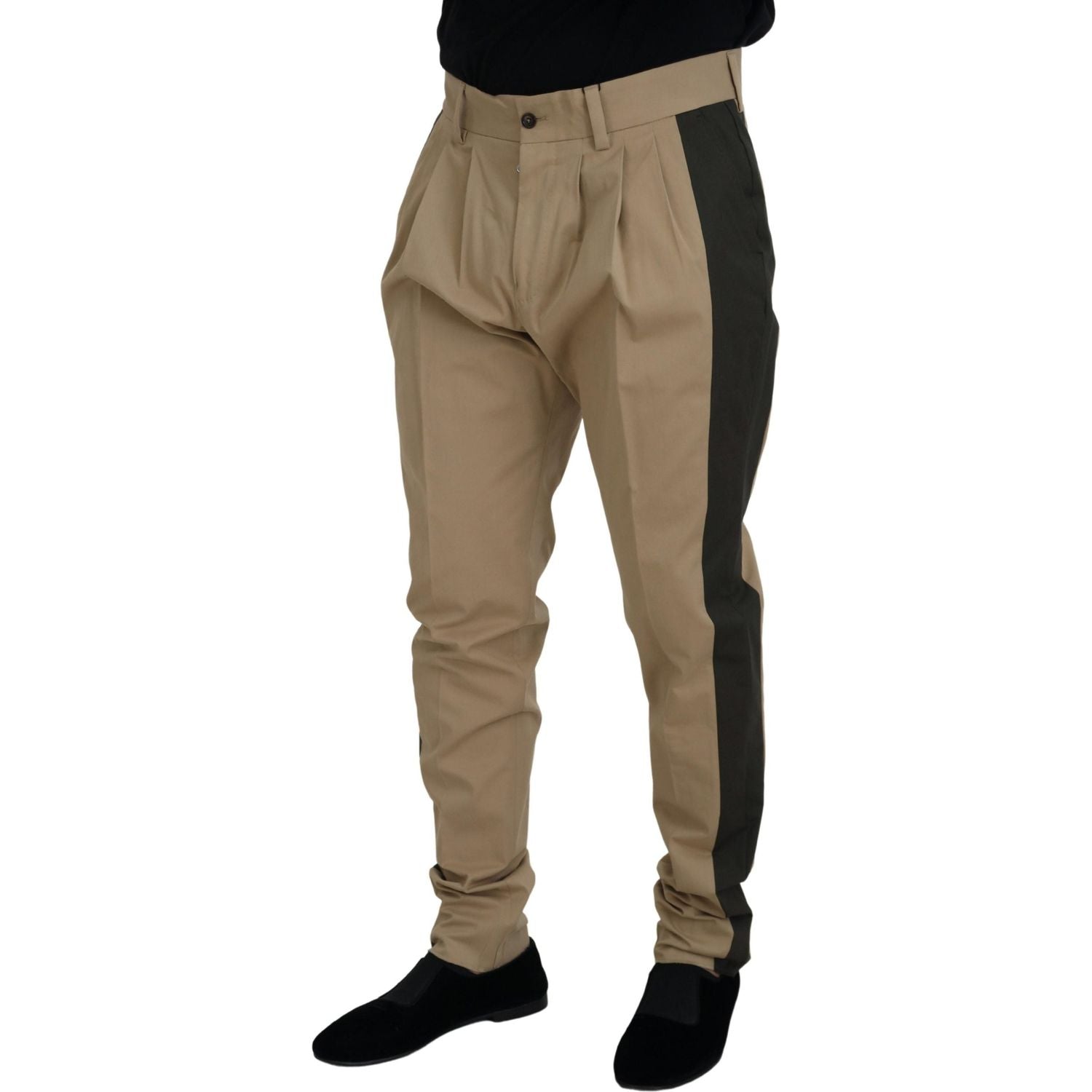 Dolce & Gabbana Brown Black Cotton Chino Men Pants