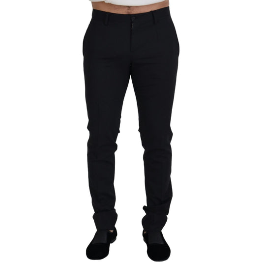 Dolce & Gabbana Black Wool Chino Formal Pants