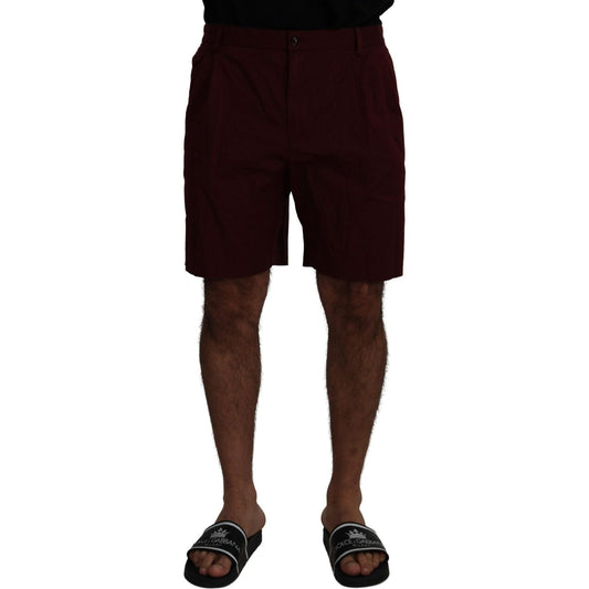 Dolce & Gabbana Maroon Cotton Bermuda Casual Shorts Dolce & Gabbana