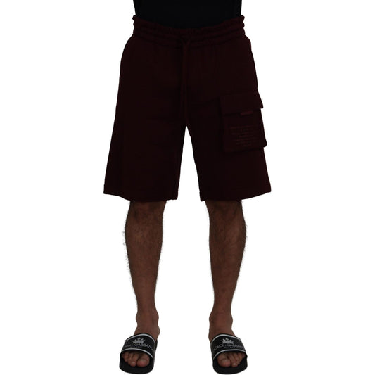 Dolce & Gabbana Maroon Bermuda Cargo Men Shorts Dolce & Gabbana