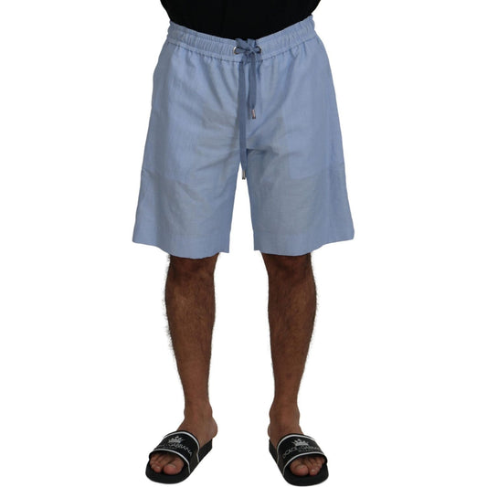 Dolce & Gabbana Elegant Light Blue Linen-Cotton Summer Shorts Dolce & Gabbana