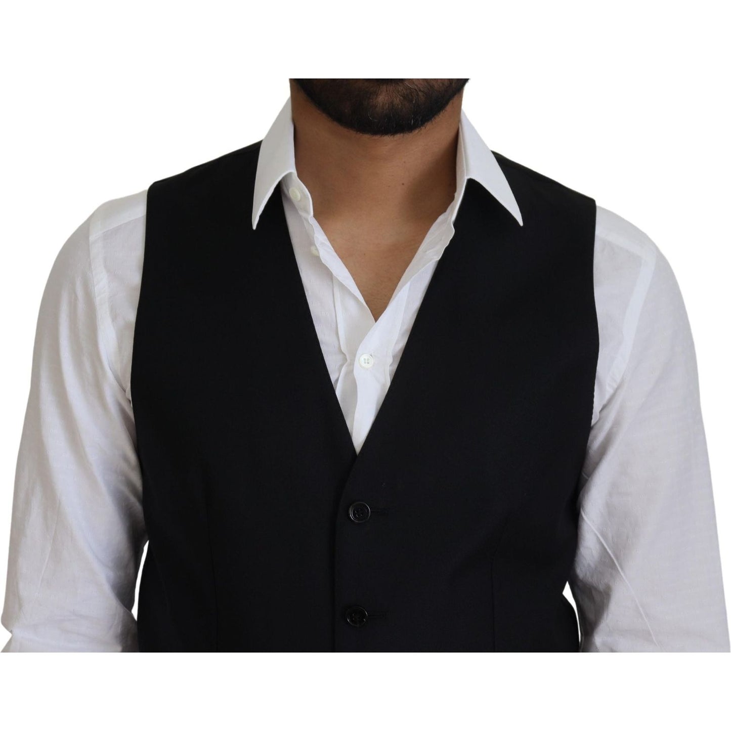 Dolce & Gabbana Elegant Black Formal Wool-Silk Dress Vest Dolce & Gabbana