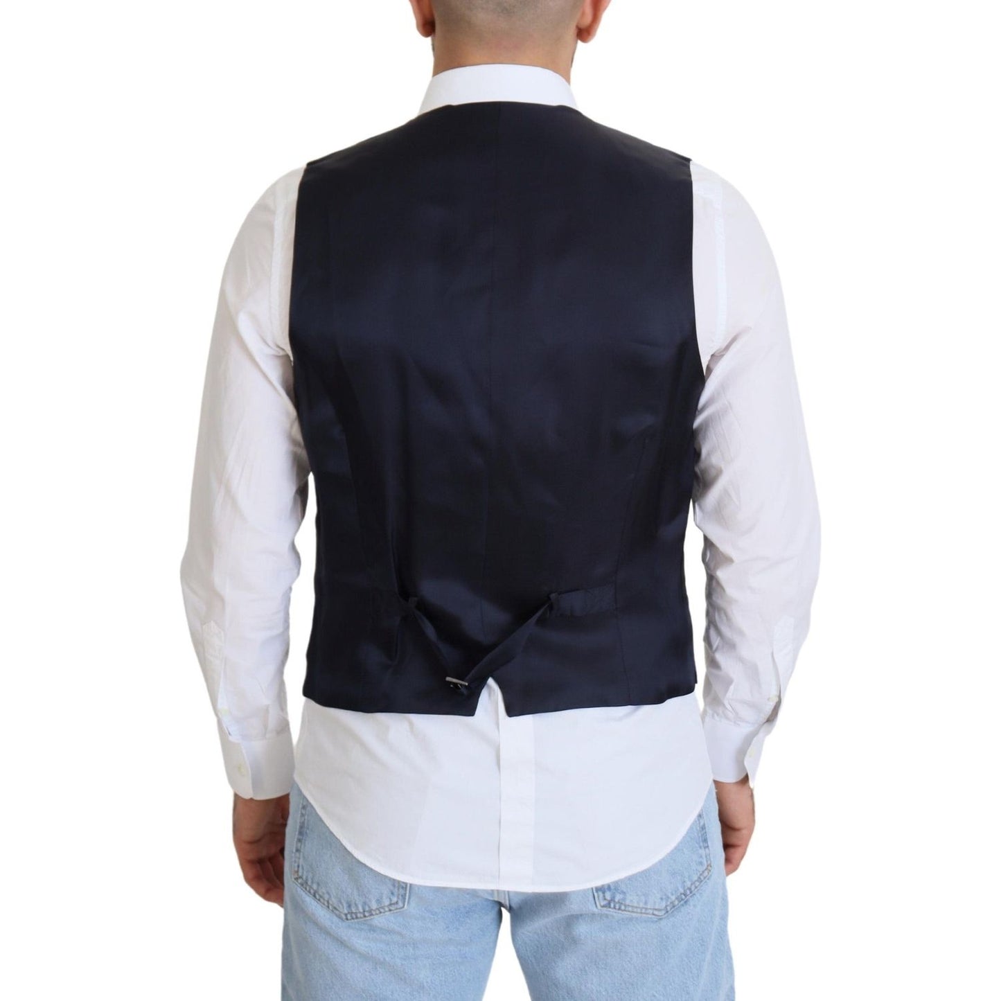 Dolce & Gabbana Elegant Dark Blue Formal Dress Vest Dolce & Gabbana Black