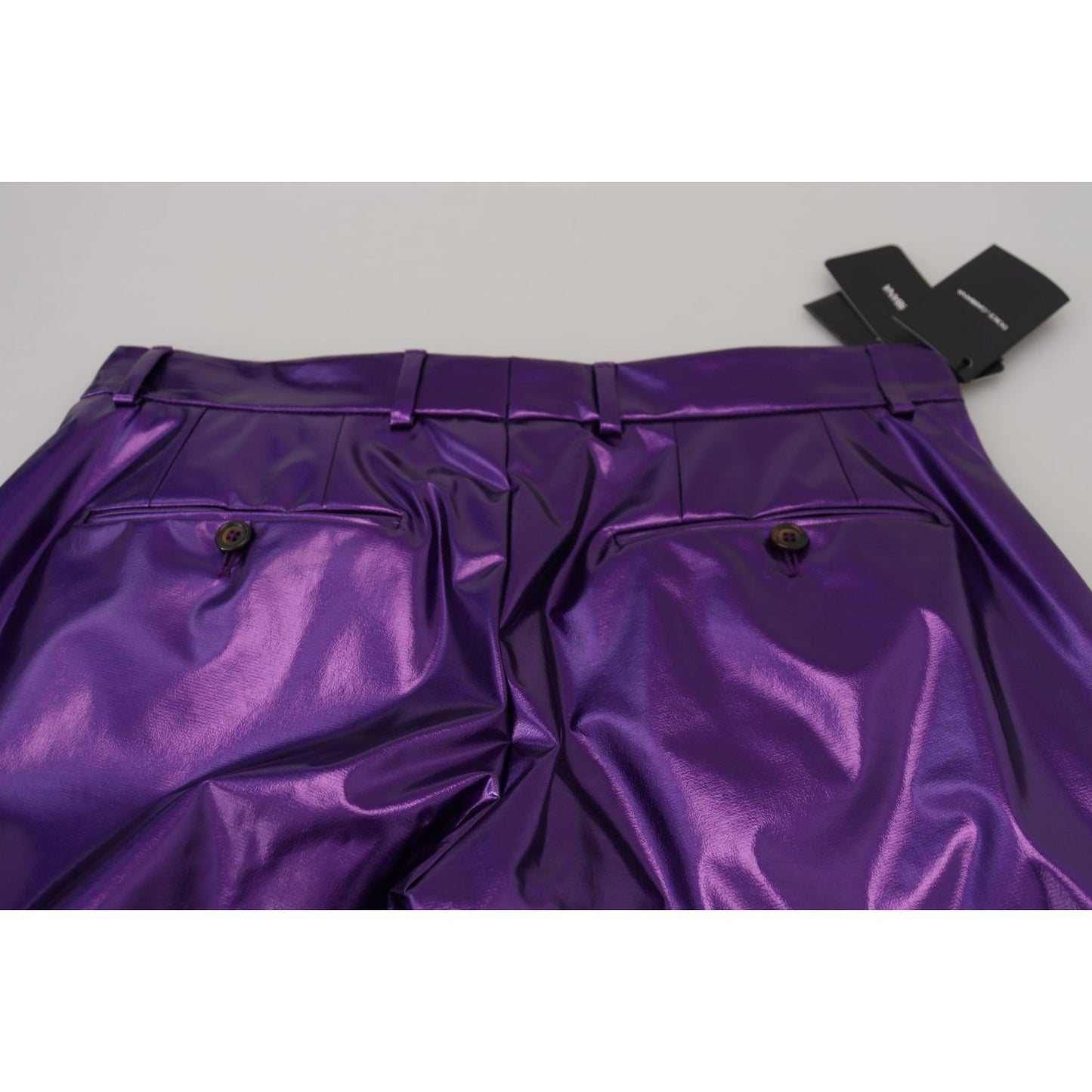 Dolce & Gabbana Elegant Shining Purple Straight Fit Pants Dolce & Gabbana