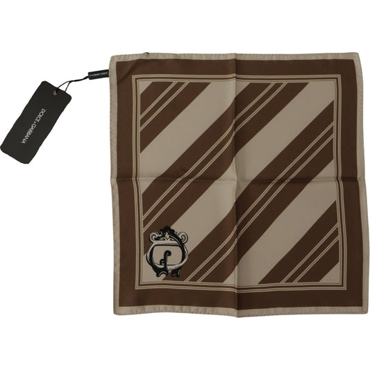 Dolce & Gabbana Brown Stripes DG Logo Square Mens Handkerchief Scarf Dolce & Gabbana