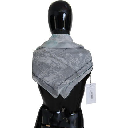 Costume National Gray Print Shawl Foulard Branded Scarf