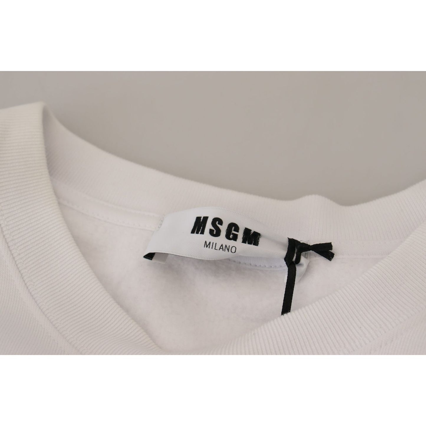 MSGM White Cotton Crewneck Pullover Sweatshirt Sweater MSGM