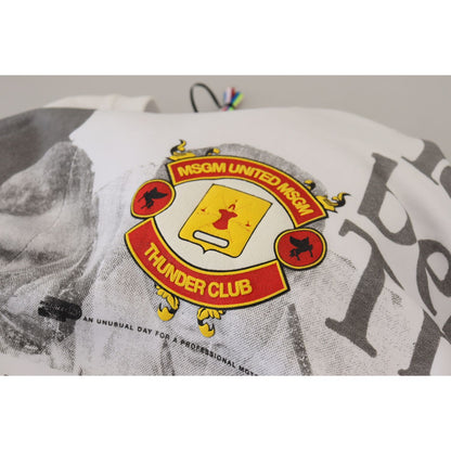 MSGM White Cotton Crewneck Pullover Sweatshirt Sweater MSGM