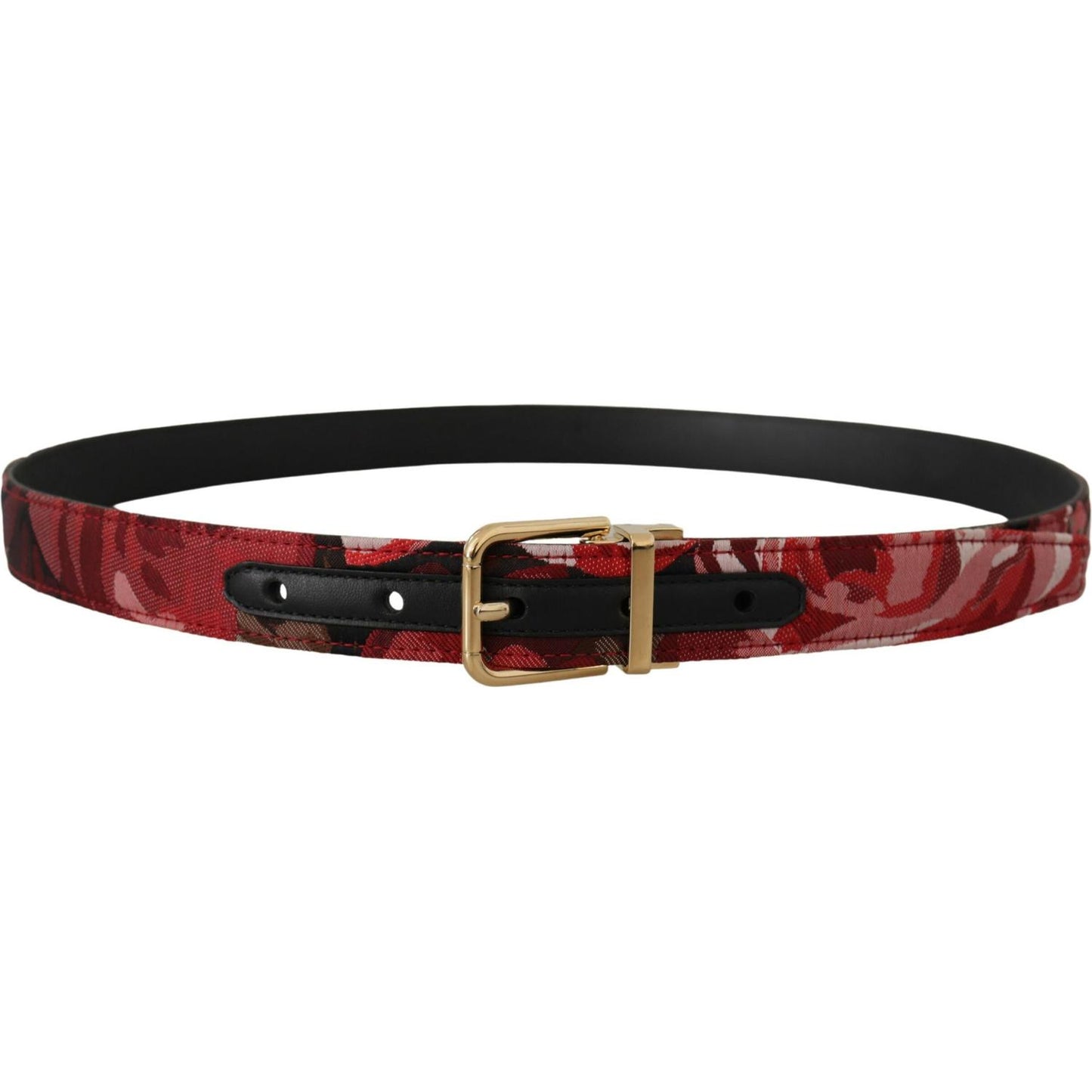 Dolce & Gabbana Red Multicolor Leather Belt with Gold-Tone Buckle Dolce & Gabbana