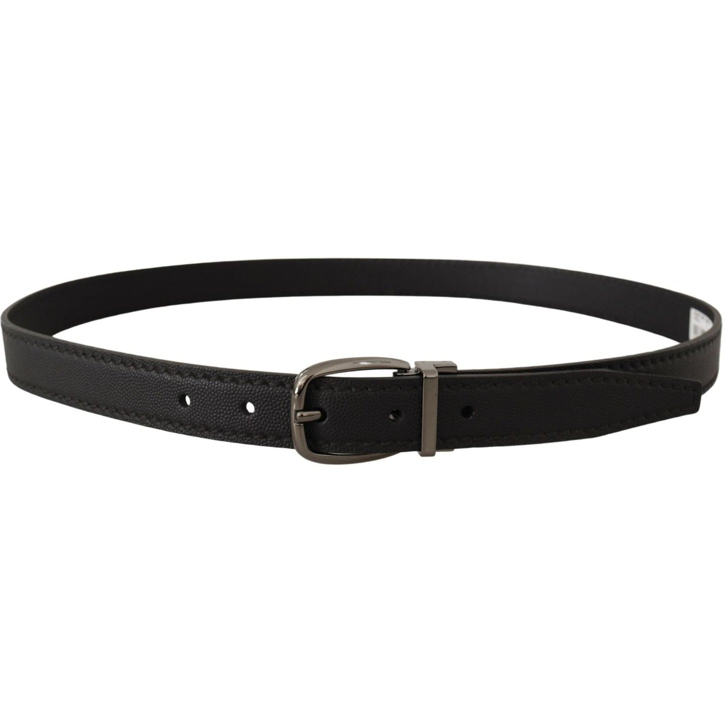 Dolce & Gabbana Elegant Black Leather Belt with Metal Buckle Dolce & Gabbana