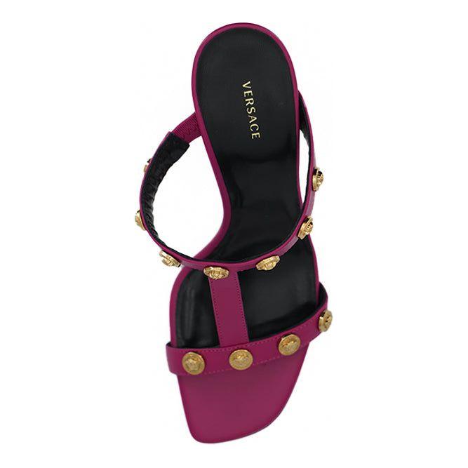 Versace Elegant Purple Calf Leather High Sandals Versace