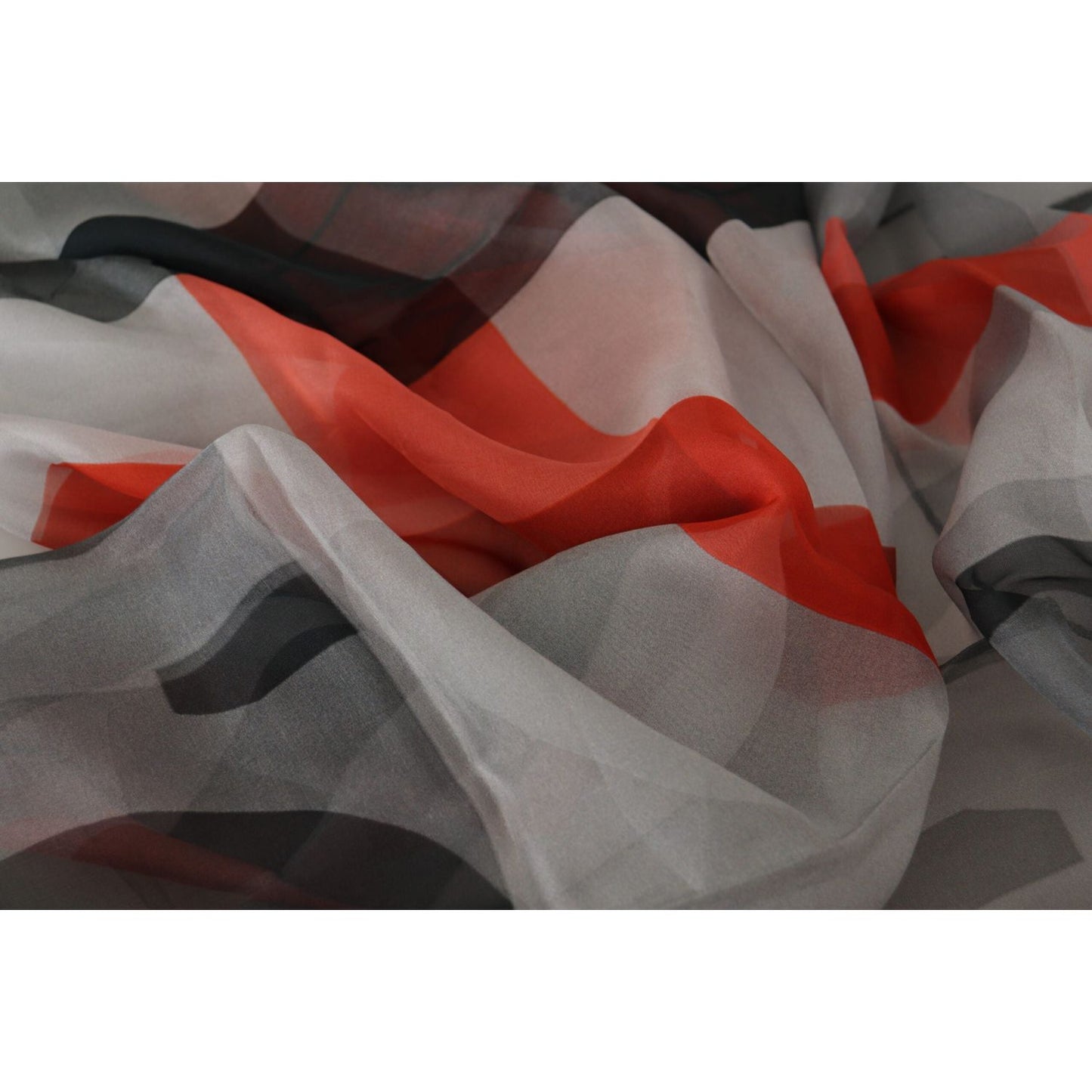 Costume National Gray Red Shawl Foulard Wrap Scarf