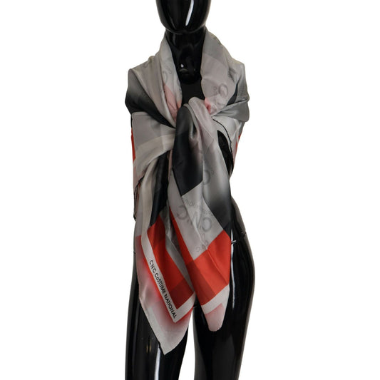 Costume National Elegant Checkered Silk Scarf Costume National