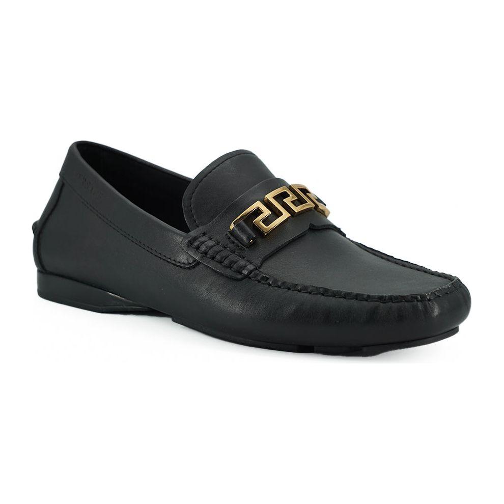 Versace Elegant Black Calf Leather Men's Loafers Versace