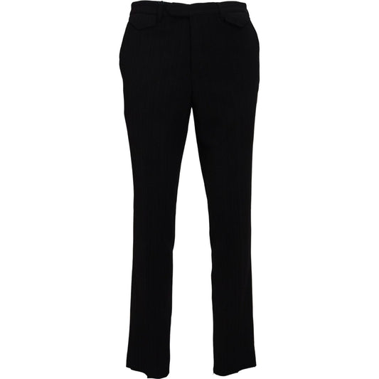 BENCIVENGA Black Cotton Straight Fit Men Formal Pants BENCIVENGA