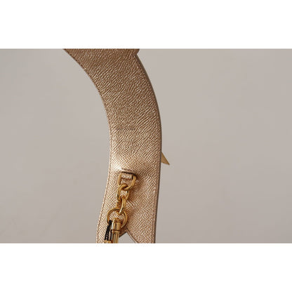 Dolce & Gabbana Gold Leather LOVE Patch Bag Shoulder Strap