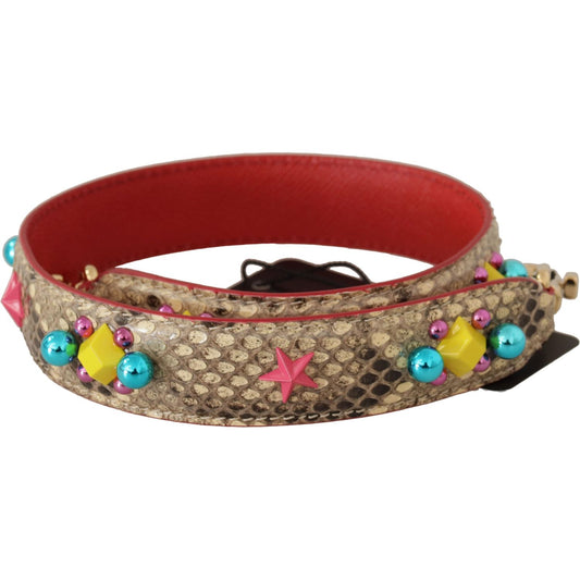 Dolce & Gabbana Beige Python Leather Crystals Shoulder Strap Dolce & Gabbana