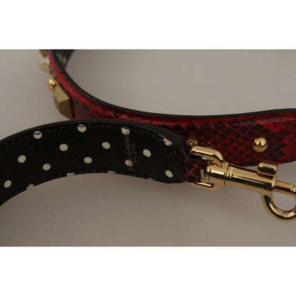 Dolce & Gabbana Red Python Leather Crystals Reversible Shoulder Strap Dolce & Gabbana