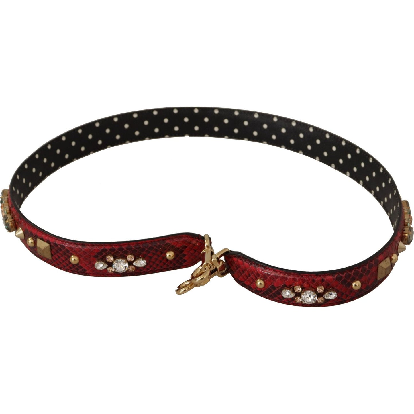 Dolce & Gabbana Red Python Leather Crystals Reversible Shoulder Strap Dolce & Gabbana