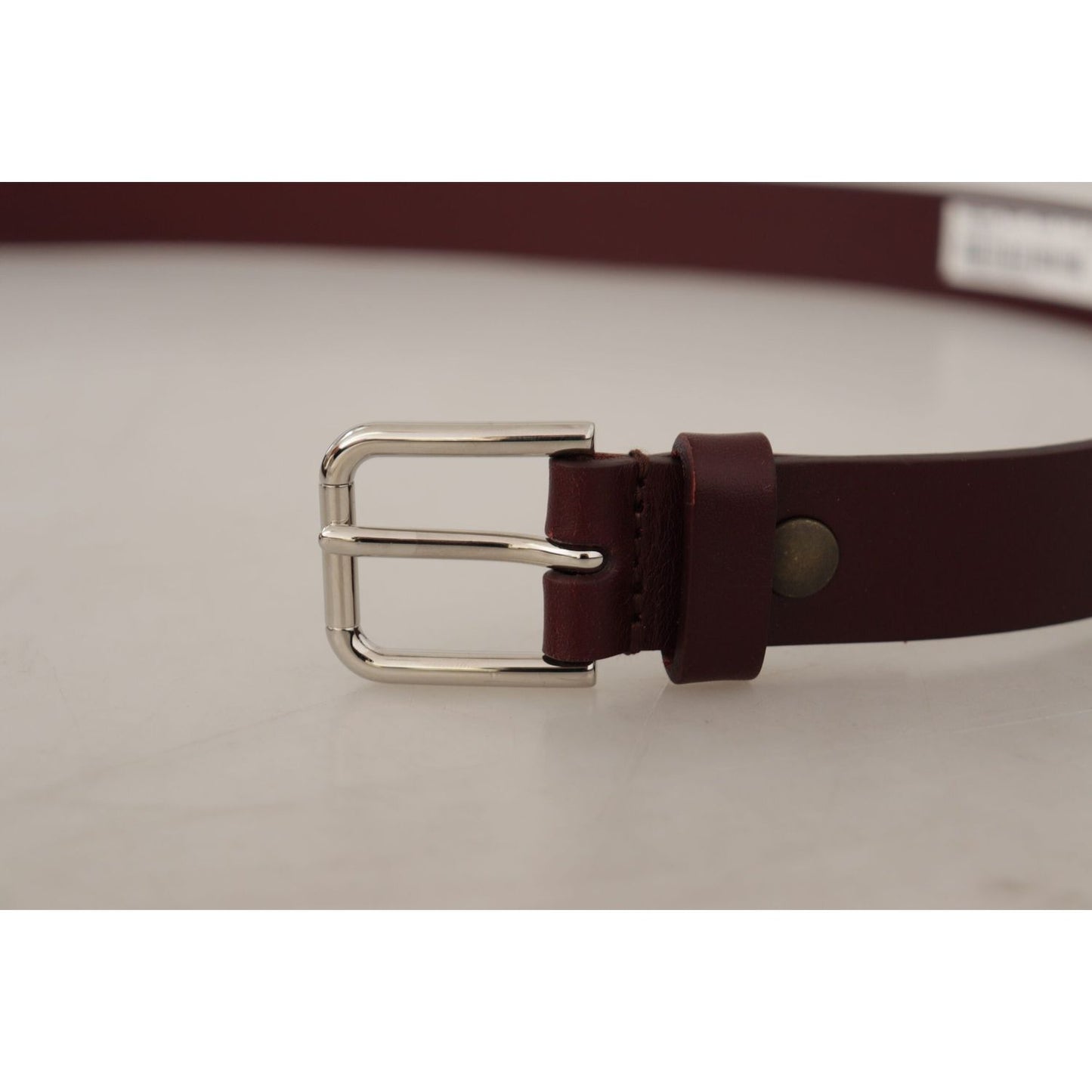 Dolce & Gabbana Elegant Maroon Leather Belt with Logo Buckle Dolce & Gabbana