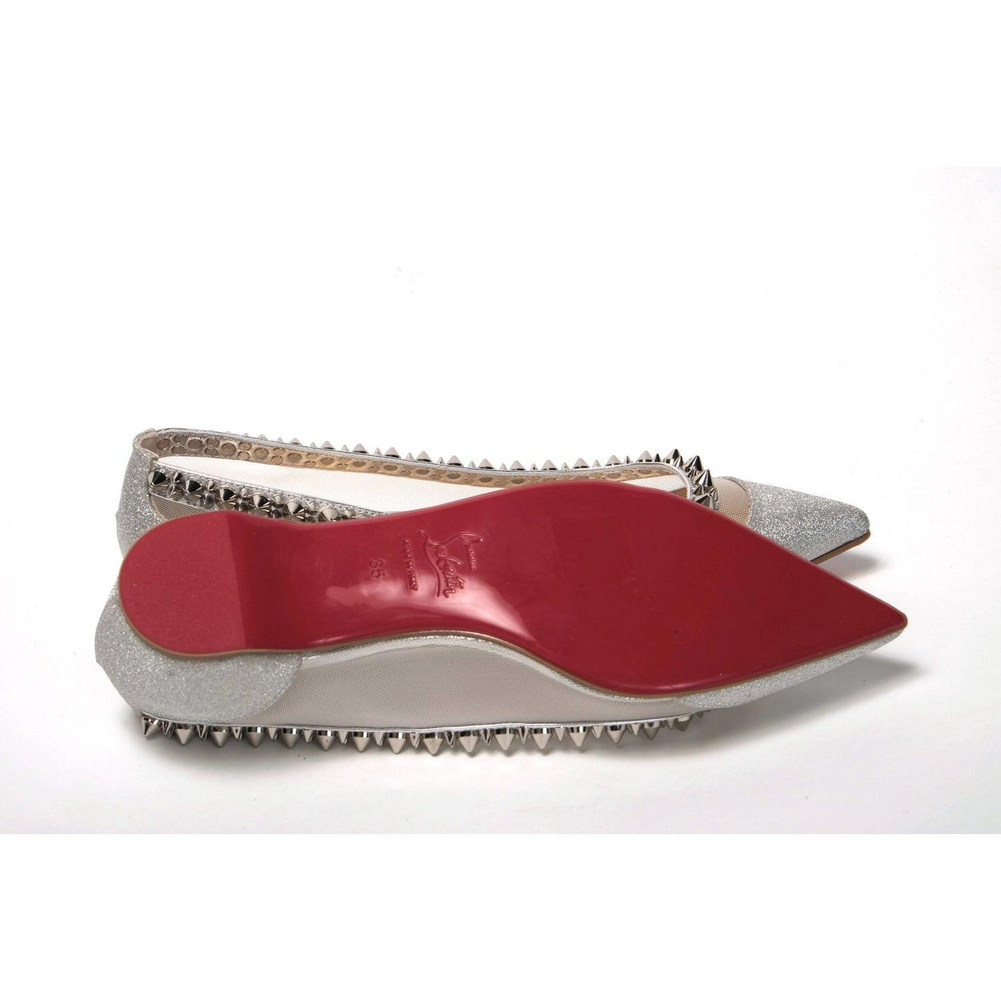 Christian Louboutin Silver Flat Point Toe Shoe Christian Louboutin