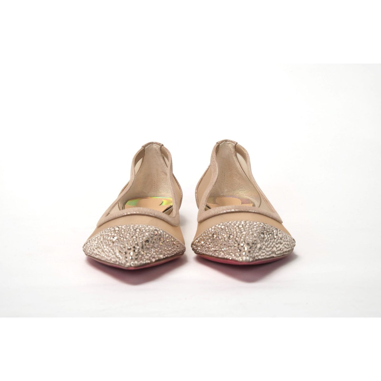 Christian Louboutin Silver Flat Point Toe Crystals Shoe Christian Louboutin