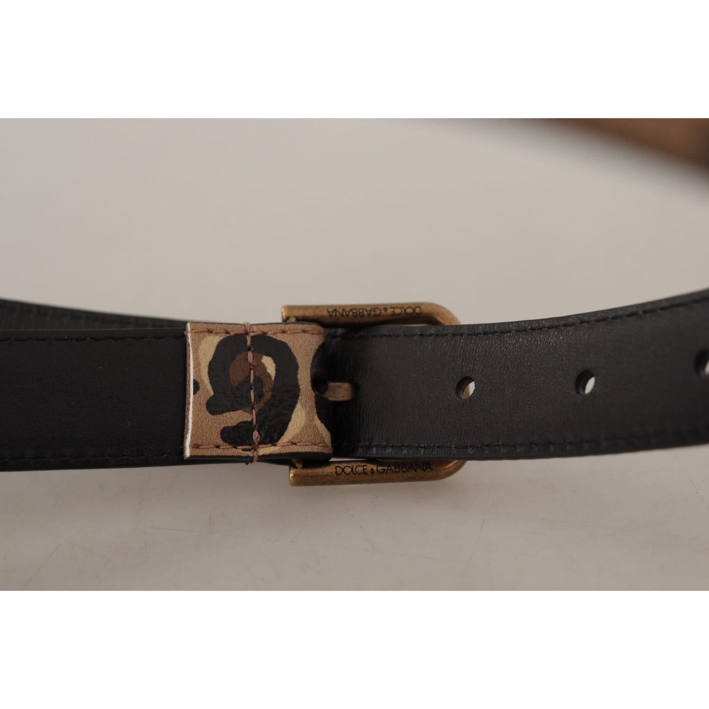 Dolce & Gabbana Elegant Leather Engraved Buckle Belt Dolce & Gabbana