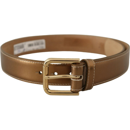 Dolce & Gabbana Bronze Calf Leather Gold Logo Waist Buckle Belt Dolce & Gabbana