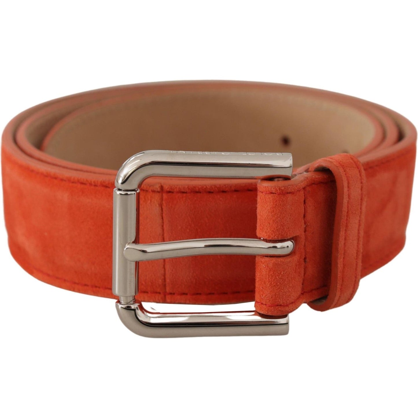 Dolce & Gabbana Elegant Suede Leather Belt in Vibrant Orange Dolce & Gabbana Sienna