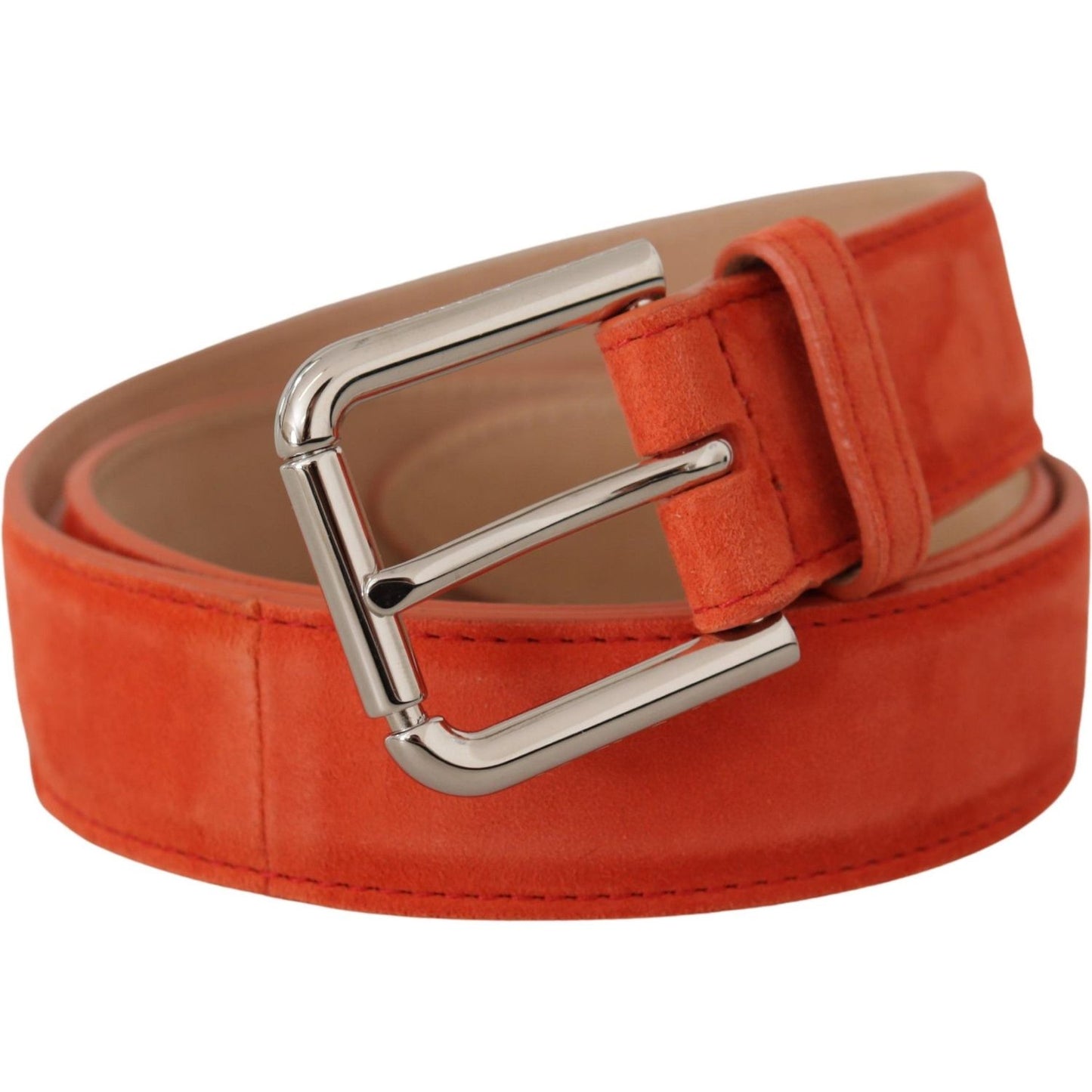 Dolce & Gabbana Elegant Suede Leather Belt in Vibrant Orange Dolce & Gabbana Sienna